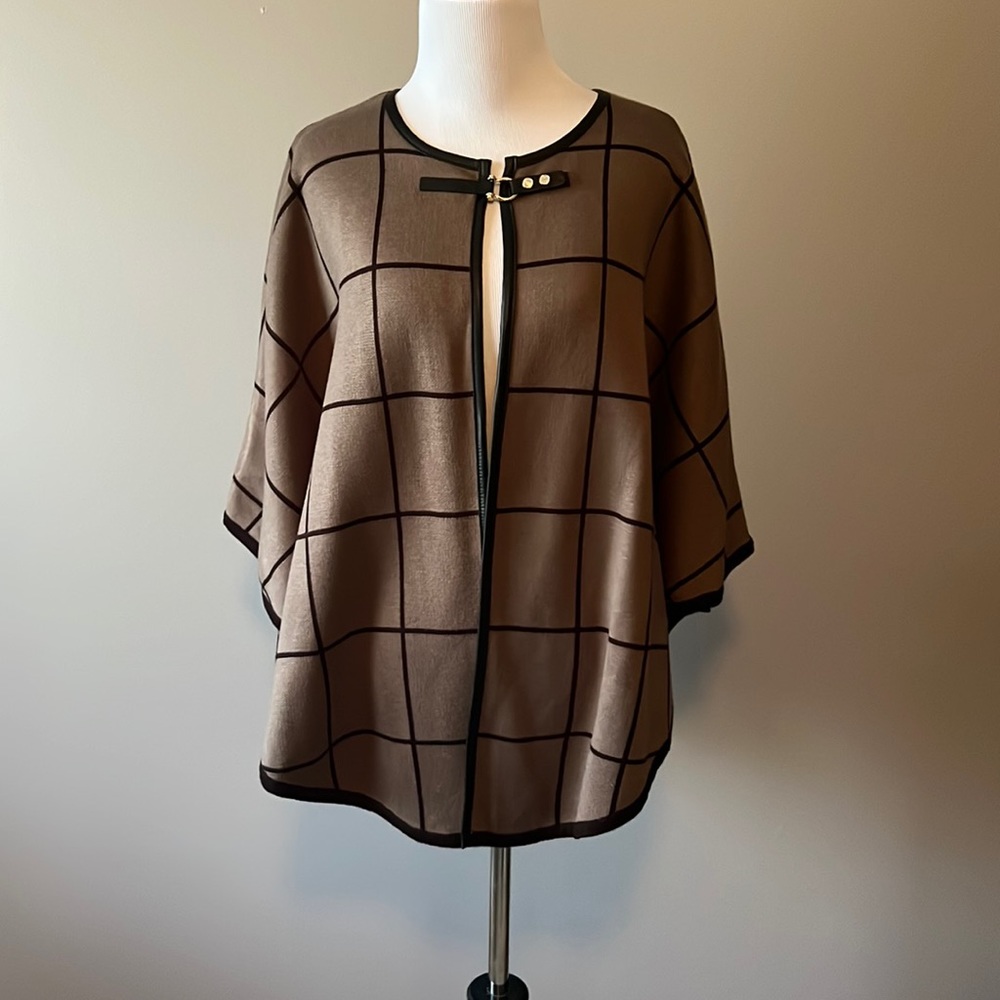 Brown and black poncho